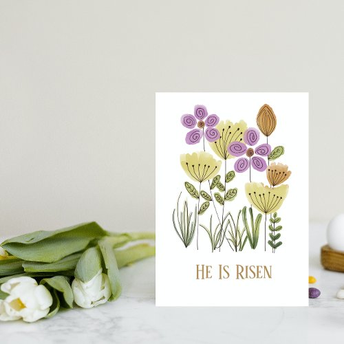 He Is Risen Easter Floral Card