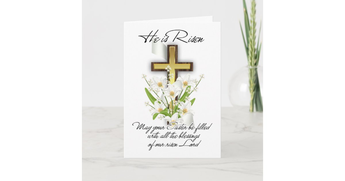 He Is Risen, Easter Greeting Card With Cross | Zazzle.com