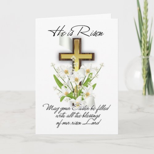 He Is Risen Easter Greeting Card With Cross