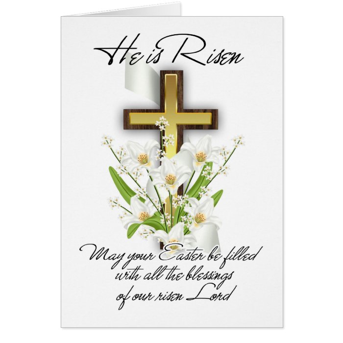 He Is Risen, Easter Greeting Card With Cross