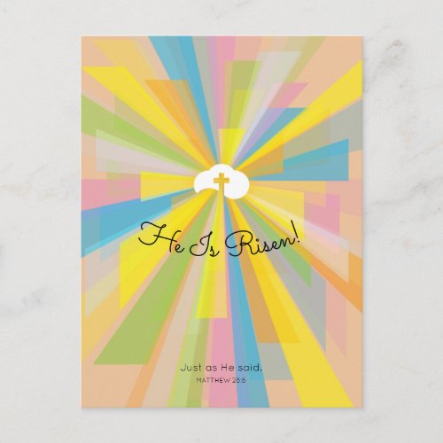 He Is Risen Easter Greeting Holiday Postcard