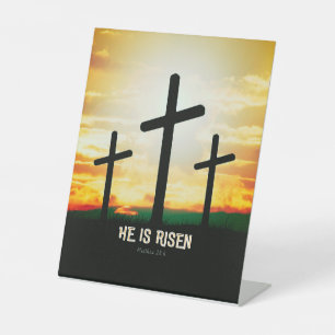 HE IS RISEN - EASTER ILLUSTRATION PEDESTAL SIGN
