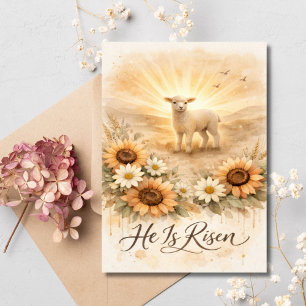 He is Risen Easter Lamb Christian Religious Holiday Card