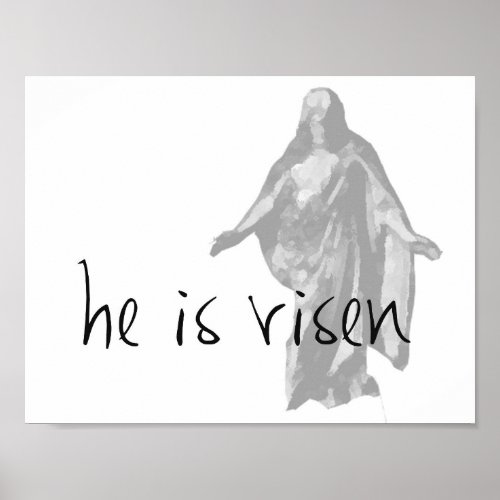 he is risen easter lds modern black white poster