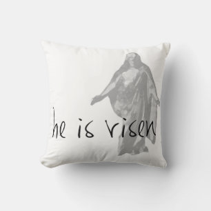 he is risen easter lds modern black white throw pillow