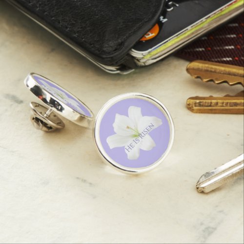 He Is Risen Easter Lily Lapel Pin
