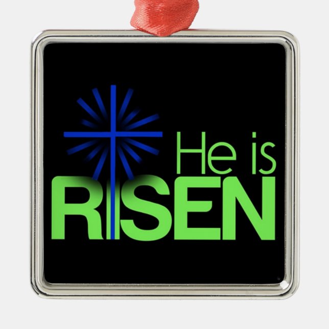 "HE IS RISEN" EASTER METAL ORNAMENT (Front)
