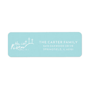 He is Risen Easter Minimal Cross Religious Teal Label