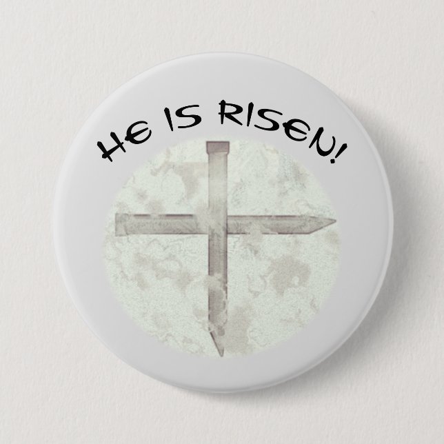 He Is Risen Easter Nail Cross Button (Front)