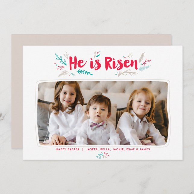 He is Risen Easter Photo Flat Card  (Edit) (Front/Back)