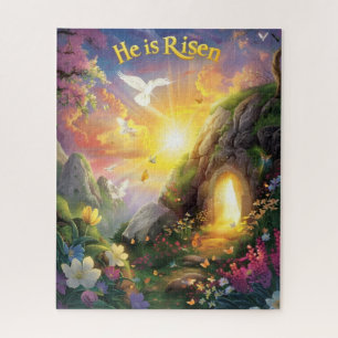 He Is Risen — Easter Resurrection — Luke 24:6 Jigsaw Puzzle