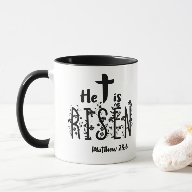 He Is Risen Easter Scripture Mug (With Donut)