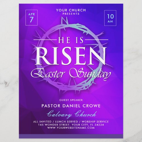 He Is Risen Easter Sunday Church Flyer