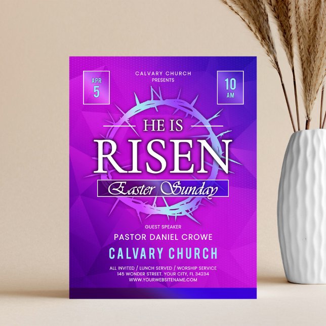 He Is Risen Easter Sunday Church Flyer (Creator Uploaded)
