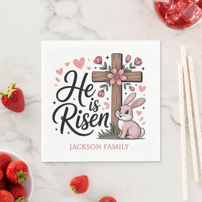 He is Risen! Easter Sunday Paper Napkins (Insitu)