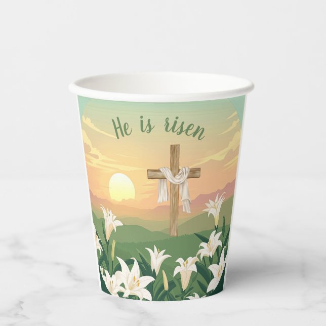 He is risen Easter Sunrise Paper cup (Front)