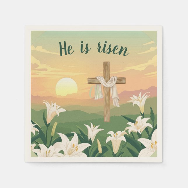 He is risen Easter Sunrise Paper Napkin (Front)