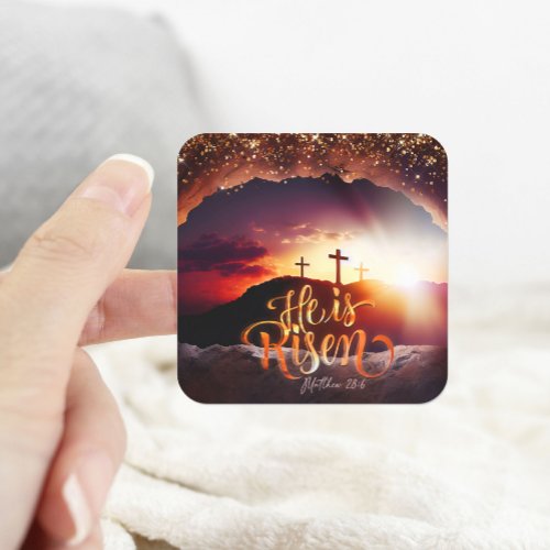He Is Risen Easter Sunrise Square Sticker