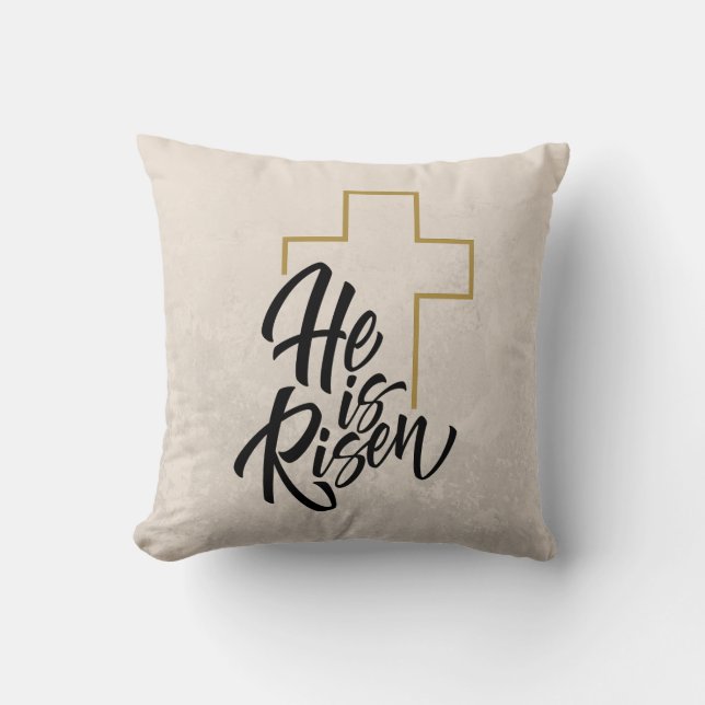 He Is Risen Easter Throw Pillow (Front)