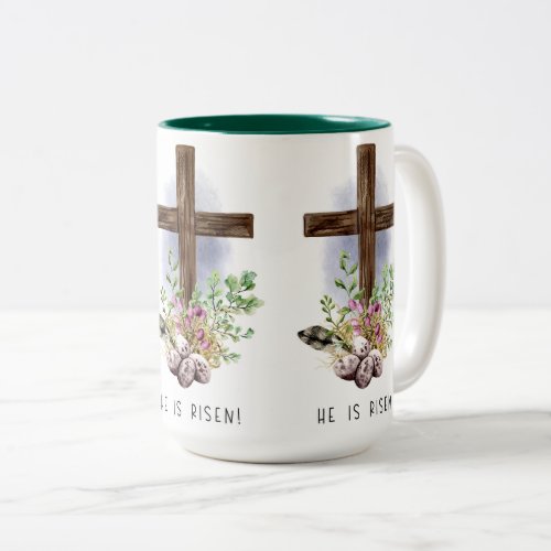 He Is Risen Easter Two_Tone Coffee Mug