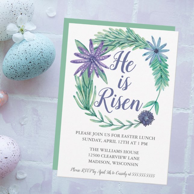 He is Risen Elegant Religous Easter Party Invitation (Creator Uploaded)