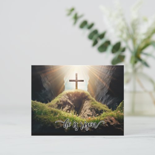 He is risen empty tomb postcard