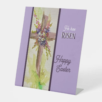 He is Risen Flat Note Card Pedestal Sign