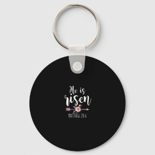He Is Risen Floral Arrow Easter Christian Women Te Keychain
