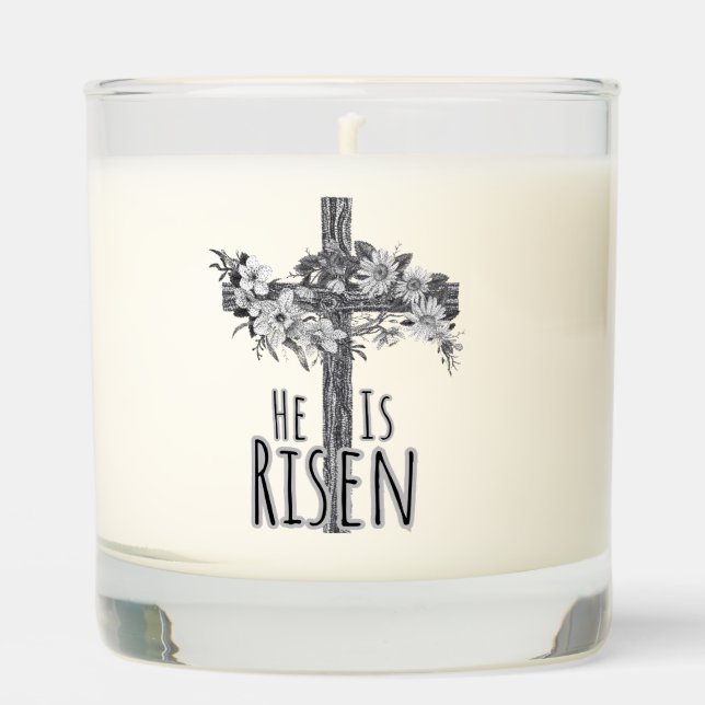 He Is Risen Floral Candle (Front)