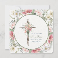 He is Risen Floral Cross Easter Card