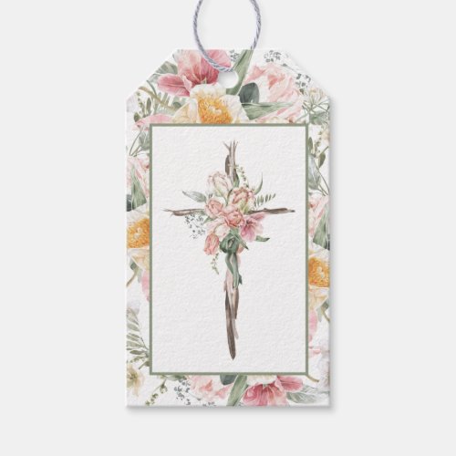 He is Risen Floral Cross Easter  Resurrection Car Gift Tags
