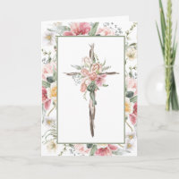 He is Risen Floral Cross Easter | Resurrection Card