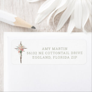 He is Risen Floral Cross Easter   Resurrection Label