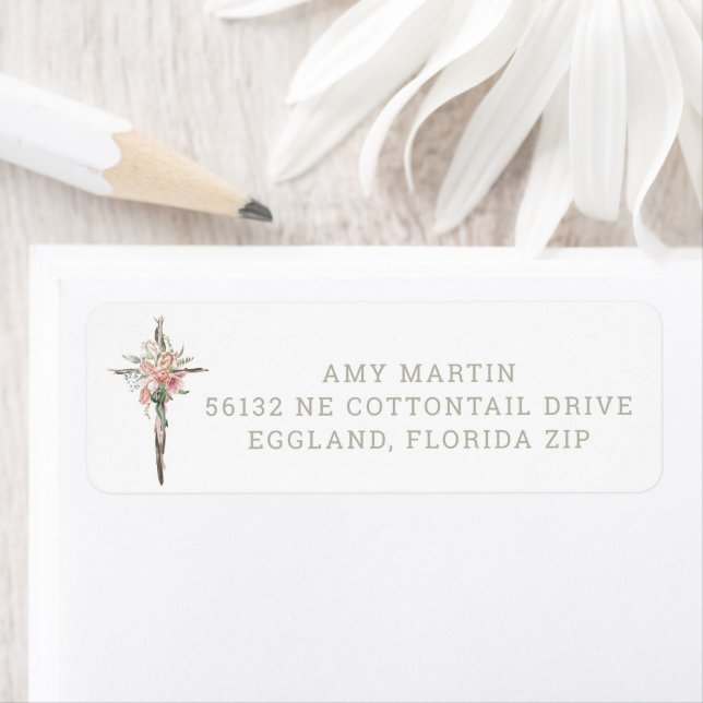 He is Risen Floral Cross Easter | Resurrection Label (Insitu)