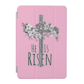 He Is Risen Floral Cross Spiral Notebook iPad Mini Cover
