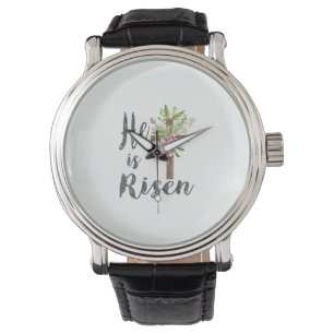 He is Risen Floral Cross Vintage Happy Easter T-Sh Watch