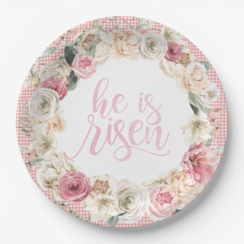 He is Risen  Floral Easter Paper Plates