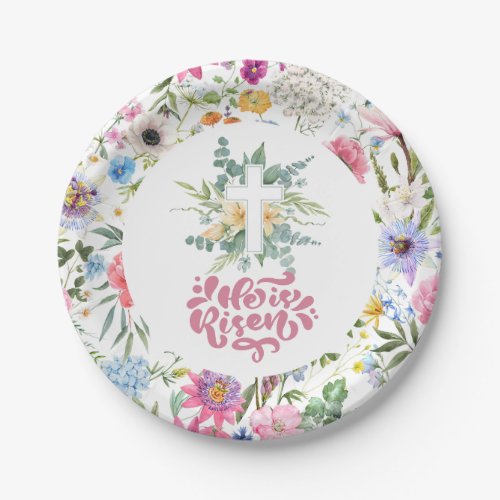 He is Risen  Floral Easter  Religious  Paper Plates