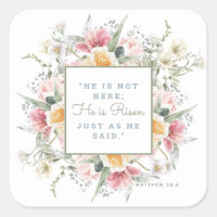 He is Risen Floral Easter | Resurrection Square Sticker