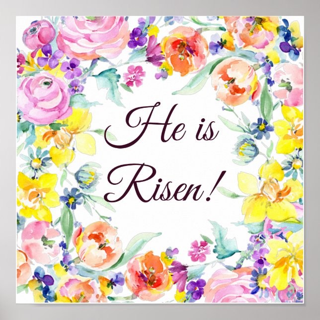 He is risen!     Floral frame Poster (Front)