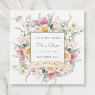 He is Risen Floral Scripture Easter Resurrection   Favor Tags