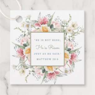 He is Risen Floral Scripture Easter Resurrection Favor Tags