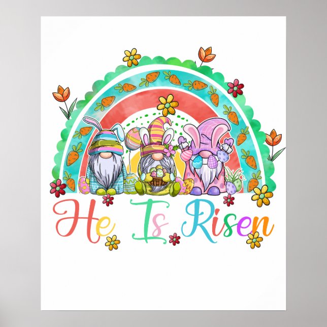 he is risen gnome, retro, vintage poster (Front)