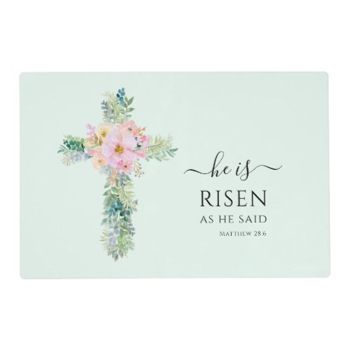 He is Risen Greenery Cross Easter Wipeable Placemat