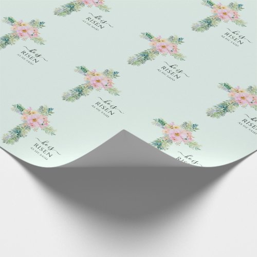 He is Risen Greenery Watercolor Cross Wrapping Paper