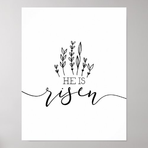 He is Risen Hand Drawn Easter Art Poster