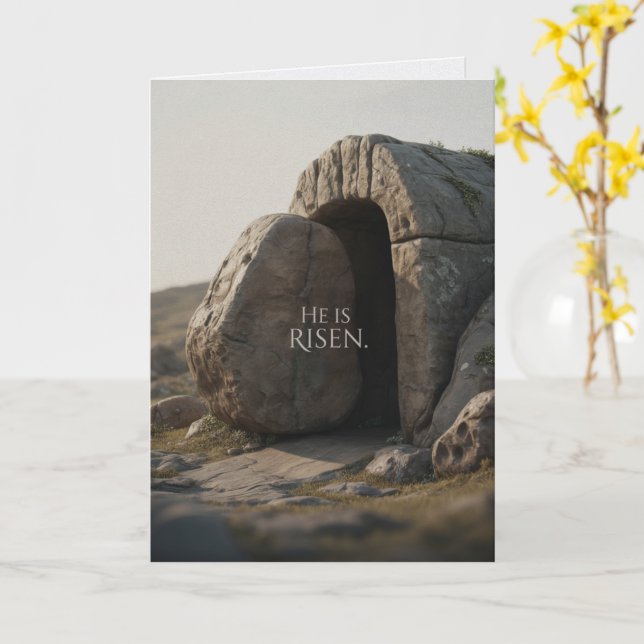 He Is Risen Happy Easter Bulk Church Greeting Card (Yellow Flower)