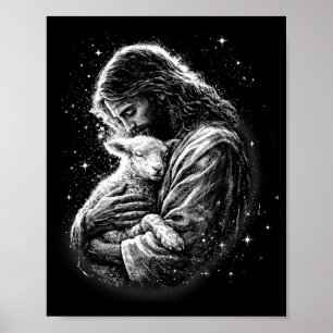 He Is Risen Happy Easter Day Jesus Sheep Christian Poster
