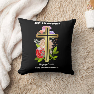 He is risen, Happy easter, family Religious  Throw Pillow