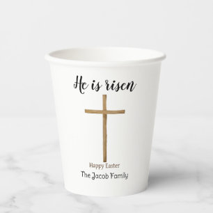 He is risen, Happy Easter to family, Religious  Paper Cups